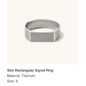 Titanium Slim Rectangular Signet Ring